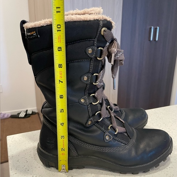 Timberland Mount Hope Black Leather Waterproof Faux Fur Lined Boots Women Size 9 - Picture 6 of 10